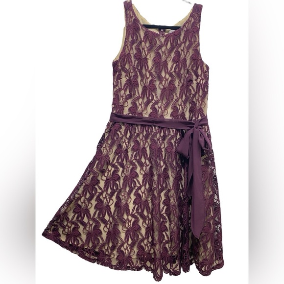 Danny & Nicole Dresses & Skirts - Danny and Nicole Dress, Plum Purple Lace on Nude Color Lining, Sleeveless, Sz 14